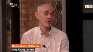 TfL in discussion over £17m ‘cycle superhighway’ - London Live screenshot of Donnachadh
