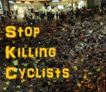 STOP KILLING CYCLISTS - Rory Jackson photo with vertical banner