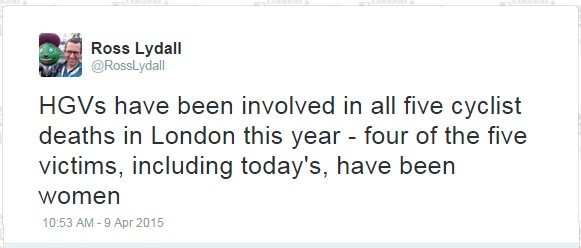 Tweet Ross Lyndall 2015-04-09 re cycle deaths in London