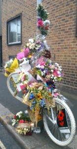 Ghost Bike for Esther Hartsilver in Camberwell where she fell (Photo ©Nicola Branch)